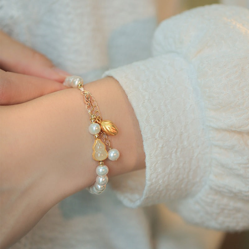 Freshwater Pearl Gourd Charm Bracelet