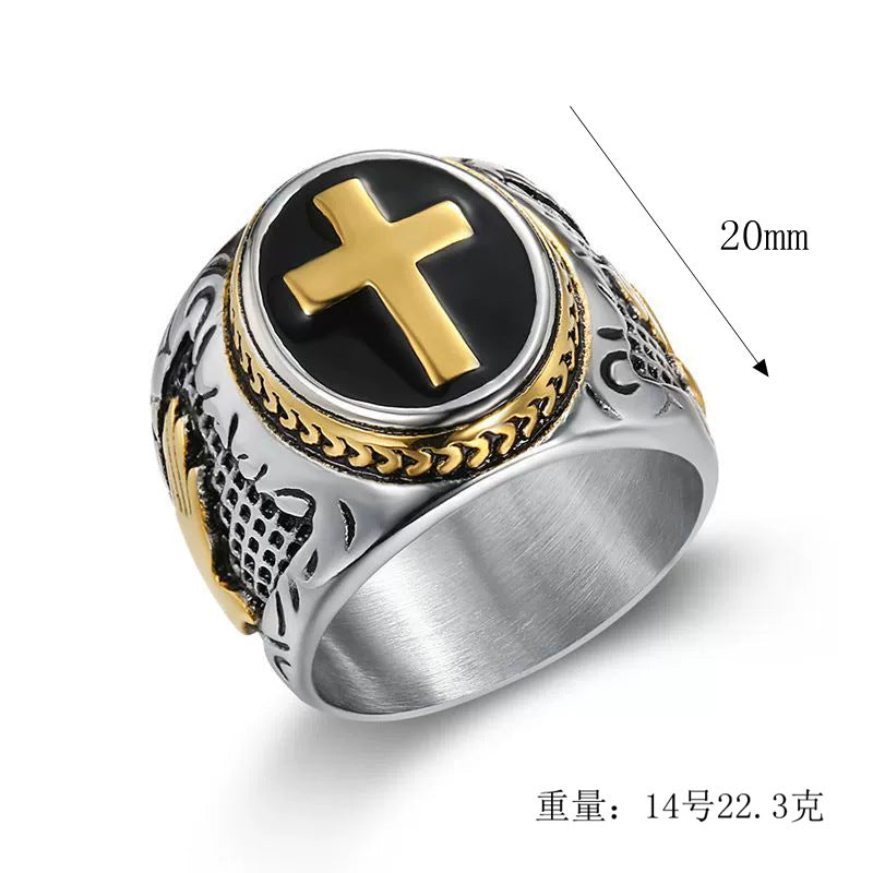 Planderful Hip Hop Ring Hand Of God Titanium Steel Gold Plated For Men Everyday Genie Sizes 7 To 13