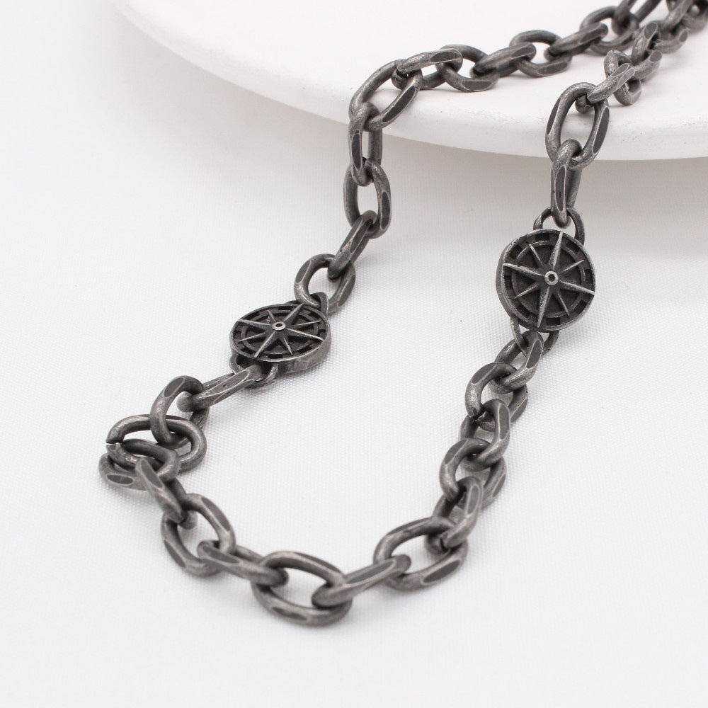 Compass Necklace Titanium Steel Unisex Retro Style Protection Statement by Planderful