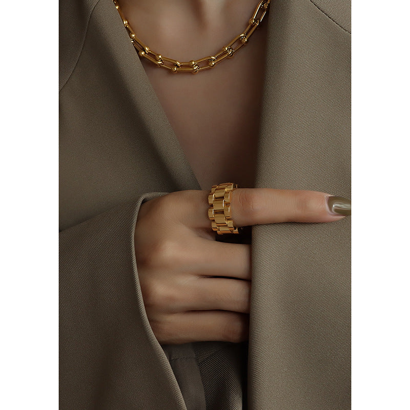 Exaggerated Labor Plus Texture Handmade Titanium Steel Ring - Versatile Index Finger Jewelry