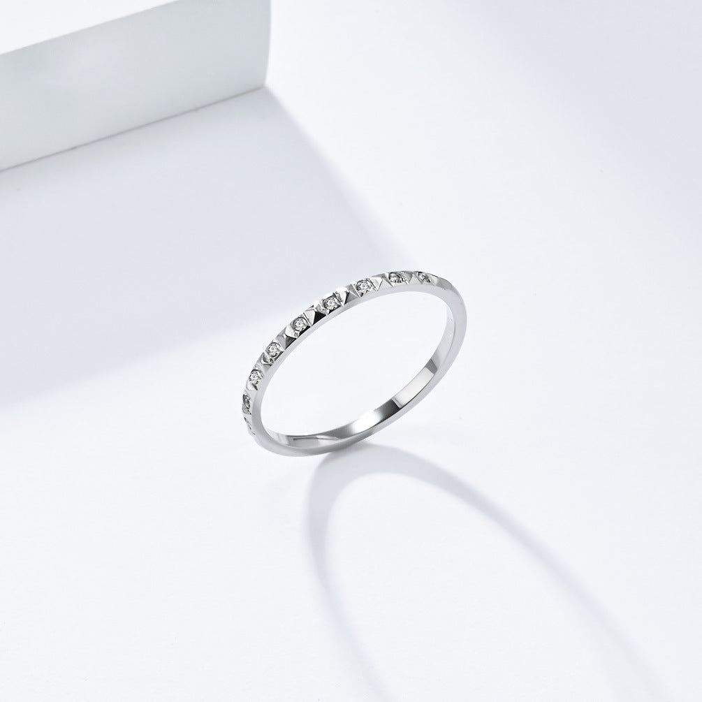 Planderful Zircon Tail Ring Titanium Steel Stacked Ring For Everyday Elegant Women