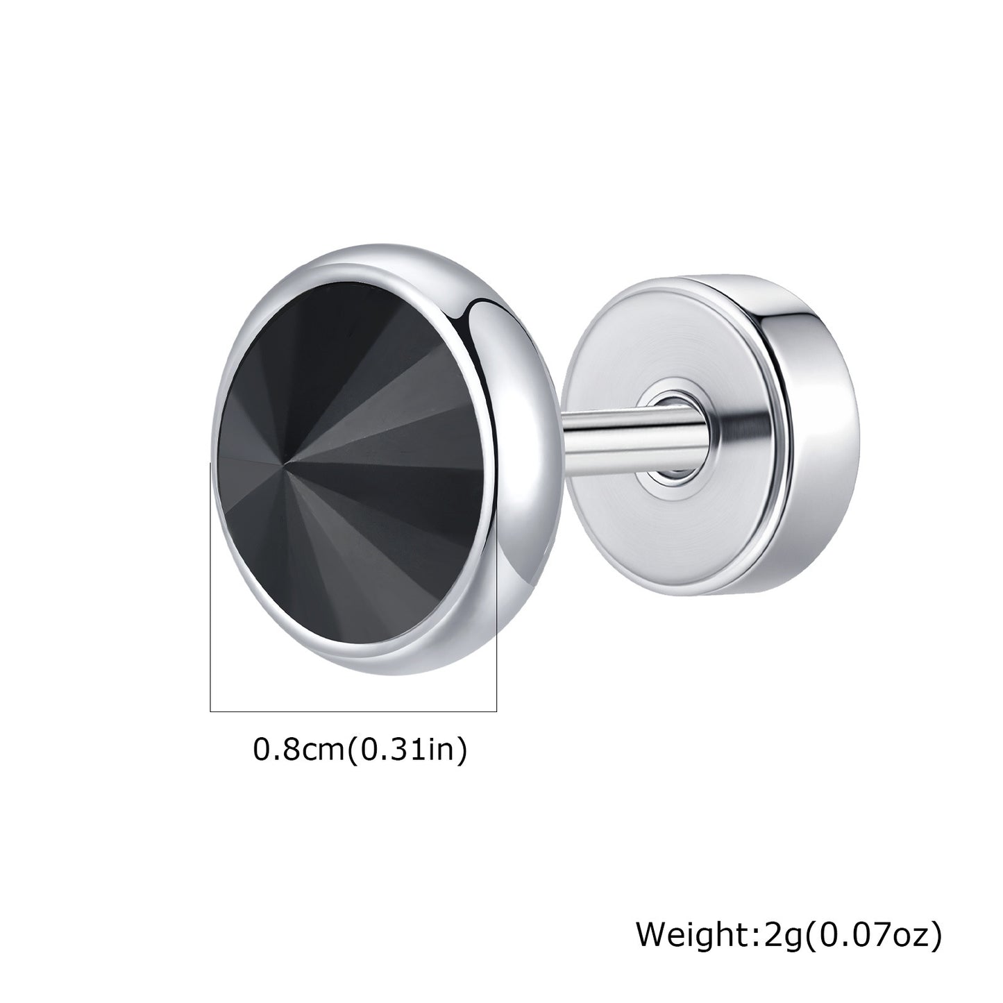 Planderful Stainless Steel White Zircon Stud Earrings Men