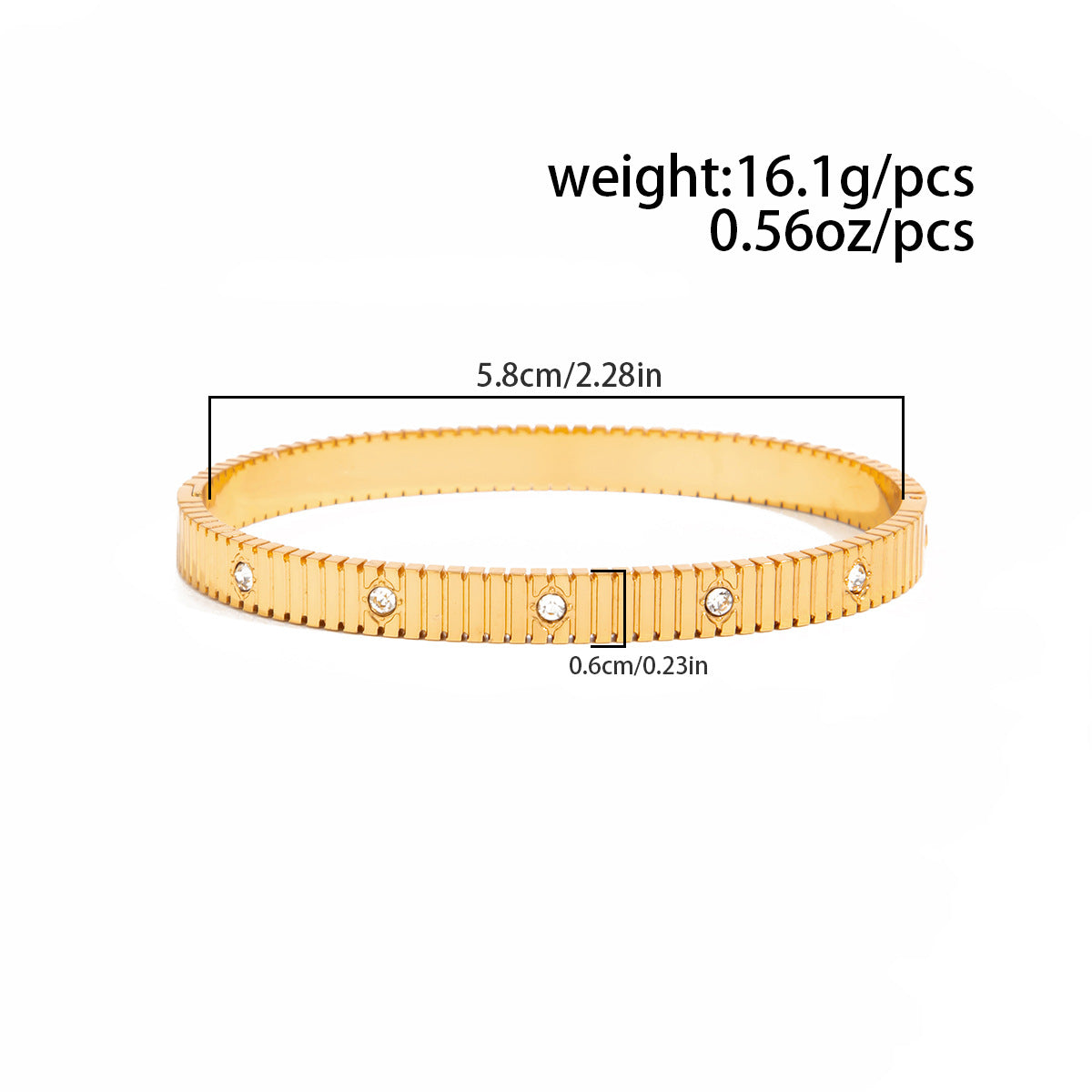 Stainless Steel Vertical Pattern Inlaid Zircon Bracelet Slightly Inlaid Zircon Square Gemstone