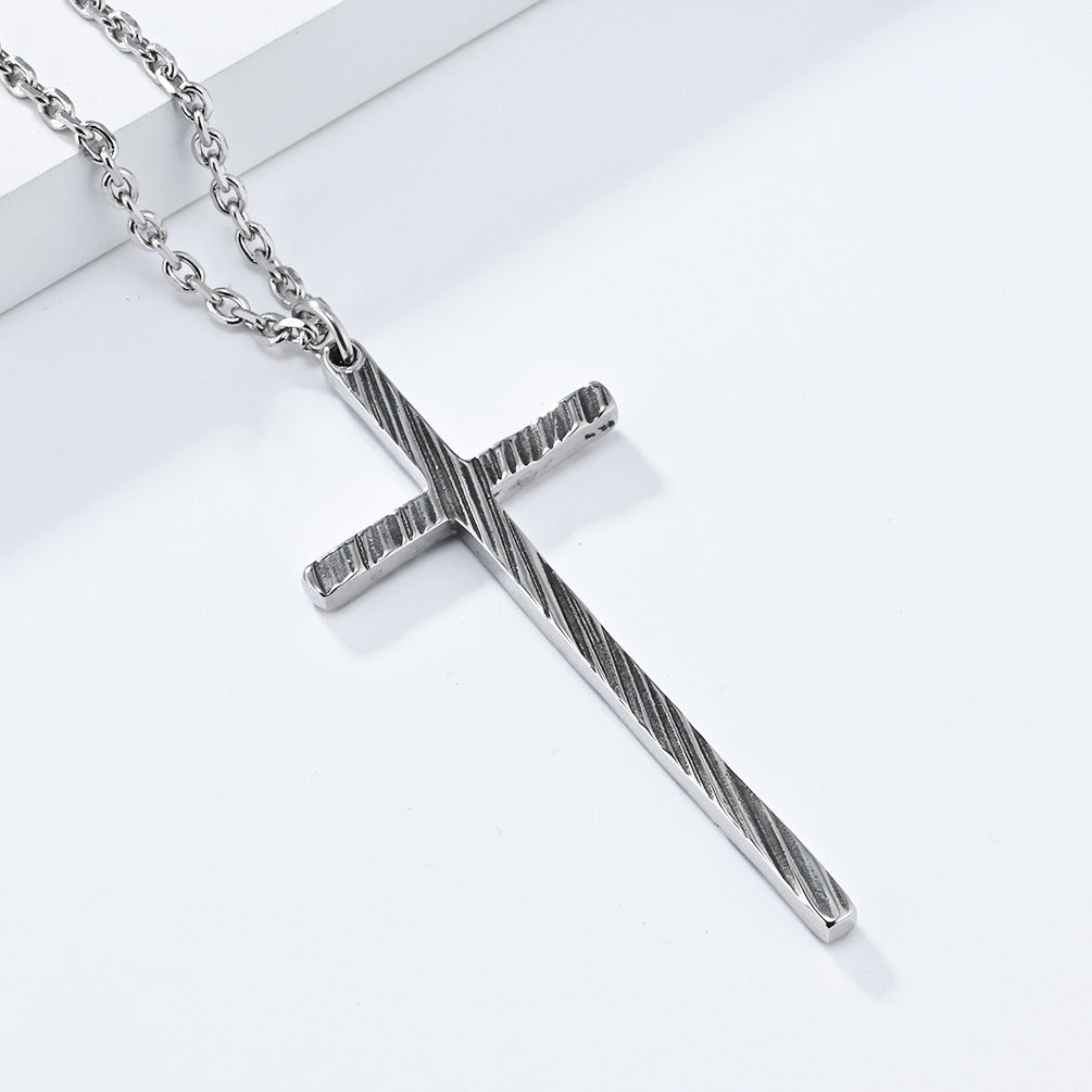 Planderful Cross Necklace Titanium Steel Unisex Retro Pendant Timeless Versatile Everyday Genie Collection