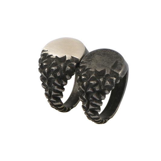 Gravel Titanium Steel Ring – & Antique Men's Stainless Steel Half Glossy Ring