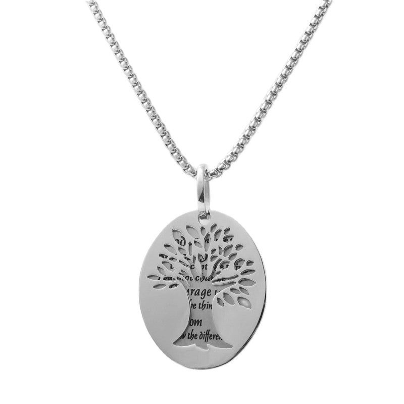 Titanium Steel Tree of Life Pendant Necklace for Men and Women - Retro Trendy Design