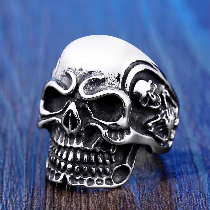 Unique Titanium Steel Skull Ring for Men - Personalized Punk Style Wholesale Jewelry