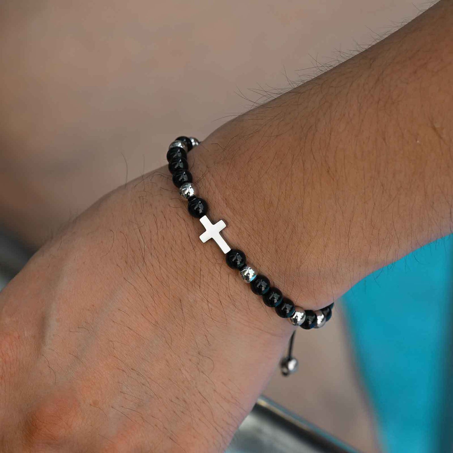 Planderful Saint Benedict Bracelet Natural Stone Beaded Men