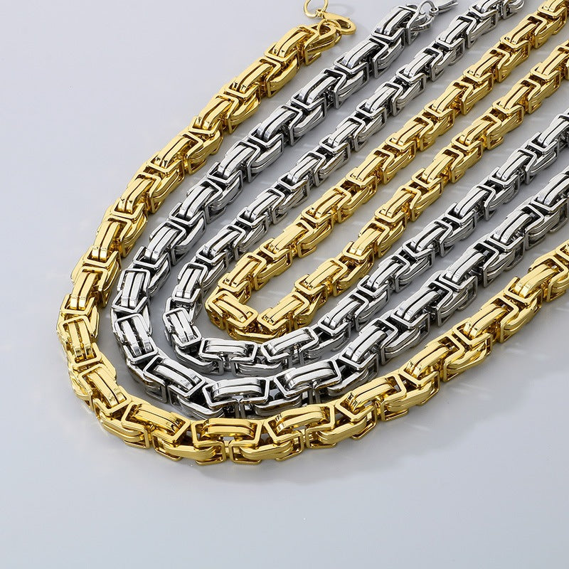 12/15mm Thick Chain Emperor Chain Men's Necklace Bracelet Hip-Hop Double-Piece Knot Chain Stainless