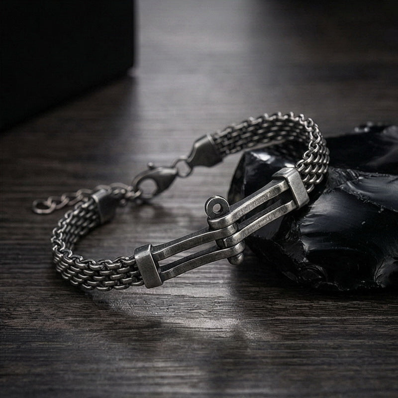 Hip-Hop Cool Locomotive Bracelet – Punk Bike Chain – Curved Mesh Chain Belt Extension