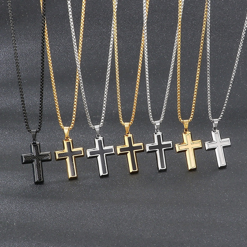 Planderful Stainless Steel Pendant Two Tone Cross Men Retro