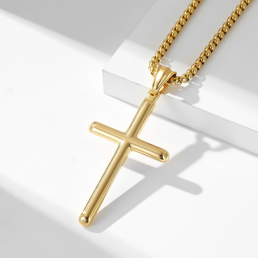 Cold Neutral European and American Titanium Steel Cross Necklace