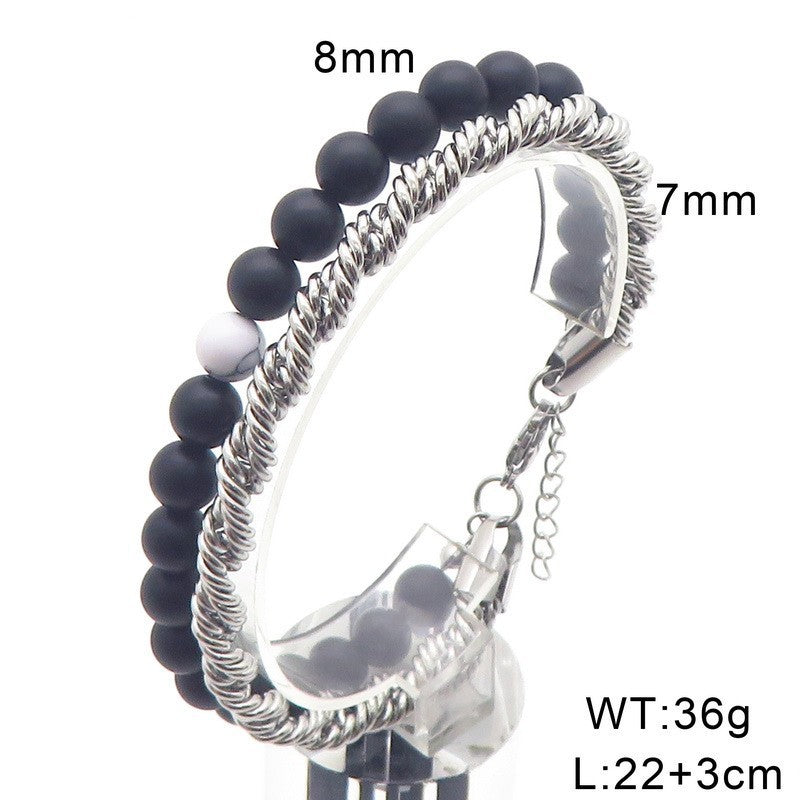 Planderful Mens Turquoise Agate Stainless Steel Bracelet