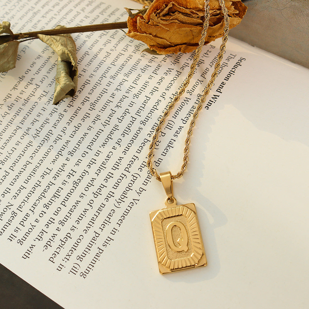 Retro High Fashion Titanium Plated Necklace with 18K Gold Accent