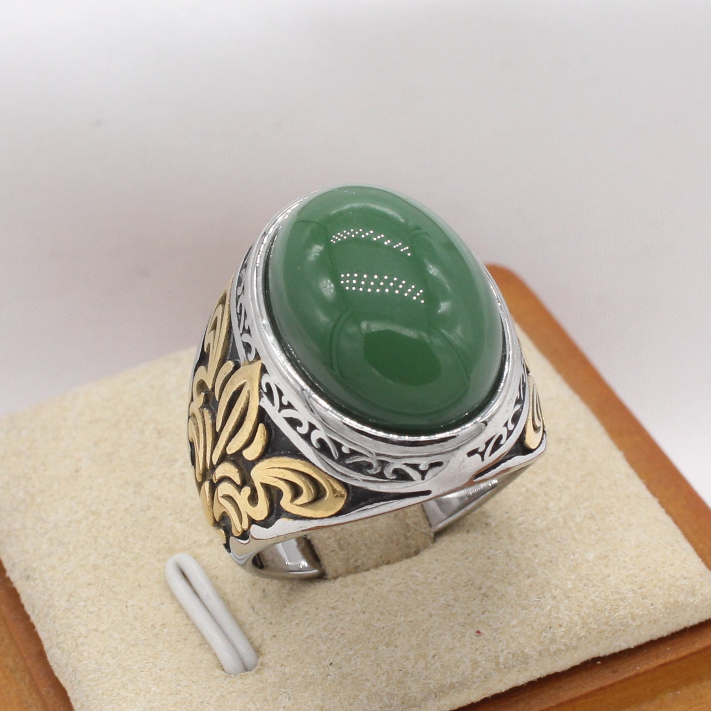 Planderful Jewelry Mens Steel Ring With Retro Stone European American Style Timeless Accessory