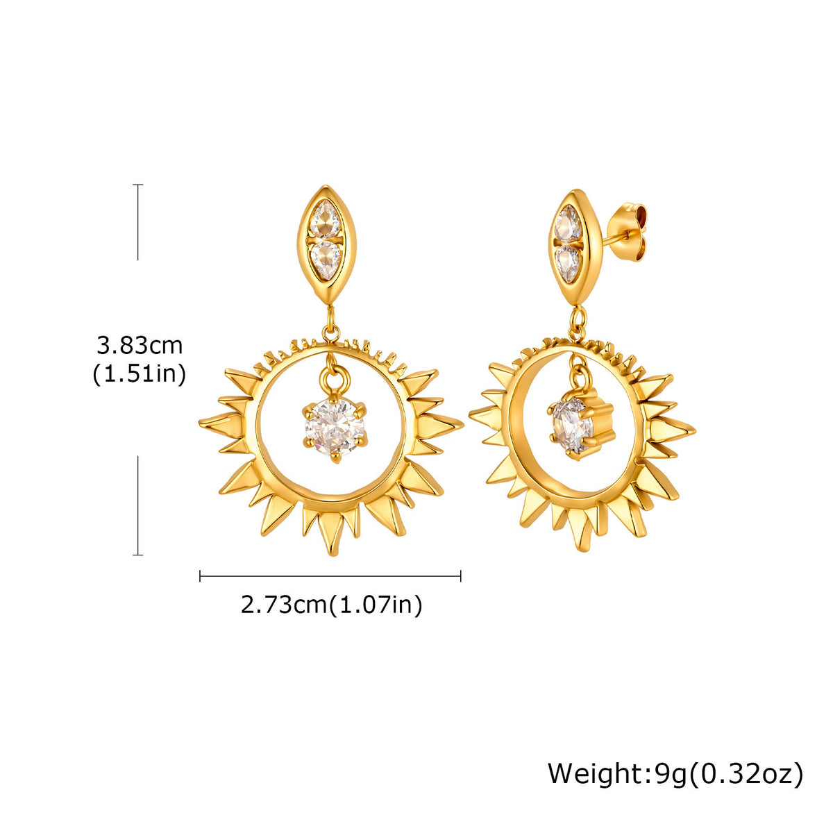 Stainless Steel Zircon Earrings