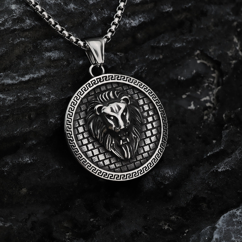 European And American Retro Stainless Steel Men's Pendant Personalized Lion Head Necklace