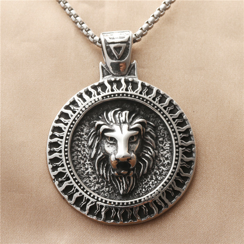 Punk-Inspired Titanium Steel Lion King Pendant Necklace for Men - Retro Trendy Design