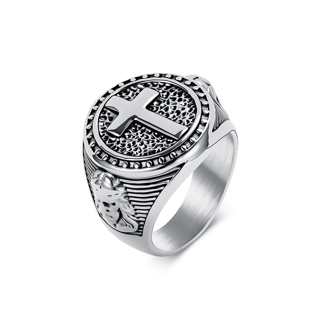 Cross Vintage Stainless Steel Ring for Men