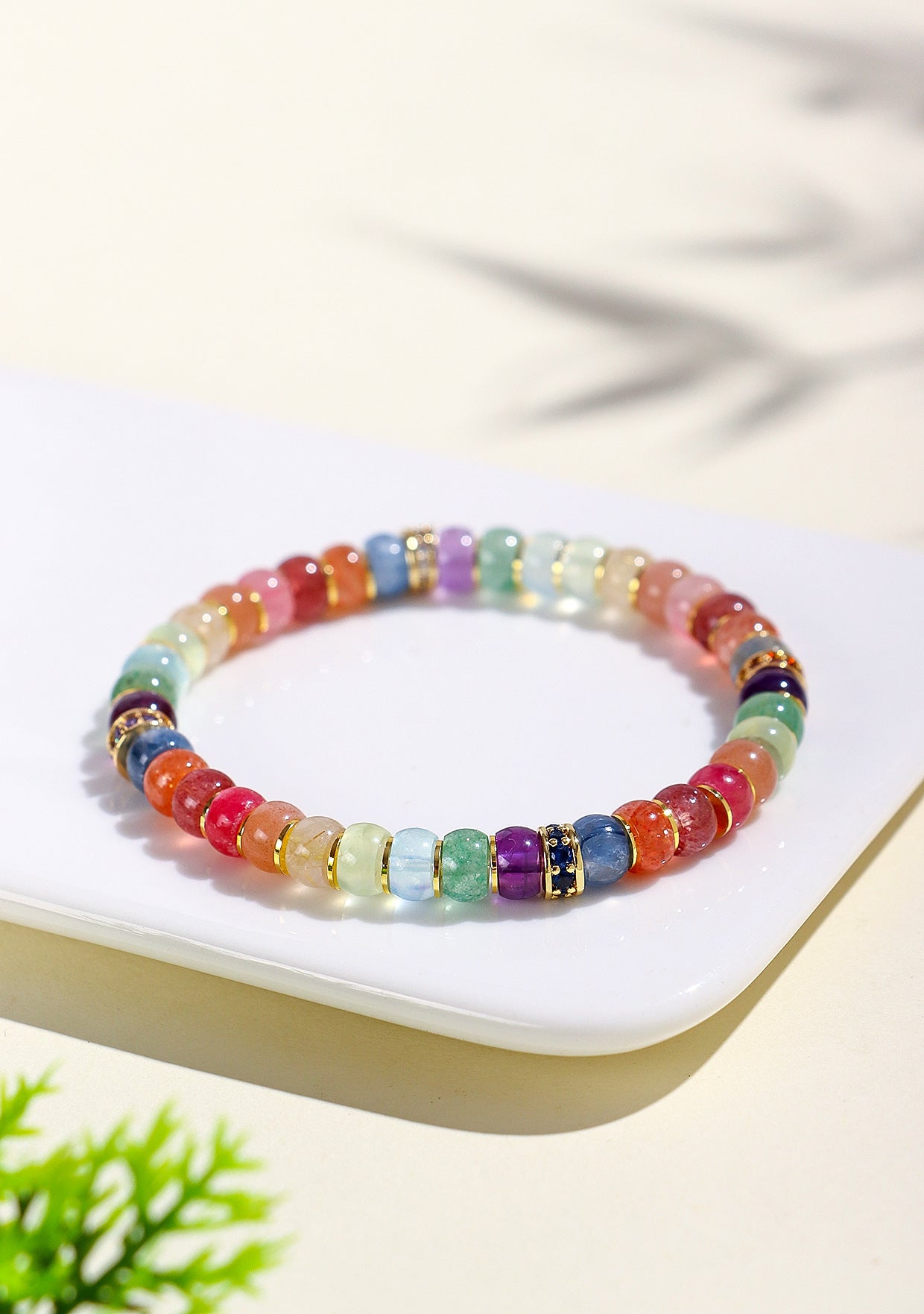 Planderful Fortune's Favor Beaded Bracelet – Natural Crystal Amethyst and Aquamarine