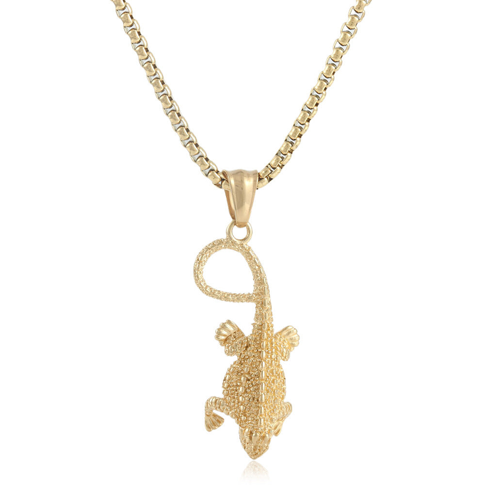 European And American Stainless Steel Lizard Pendant Necklace