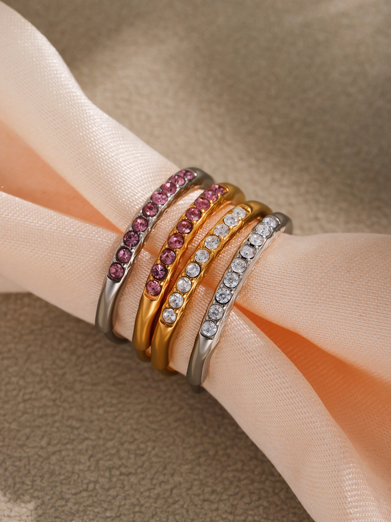 Planderful 5A Zircon Row Ring For Girls Side Opening