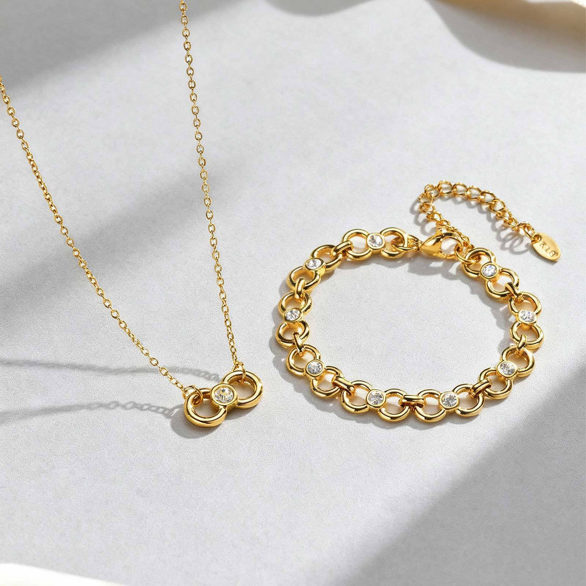 Stainless Steel 8 Characters Infinite White Zircon Necklace Bracelet Unlimited Collarbone