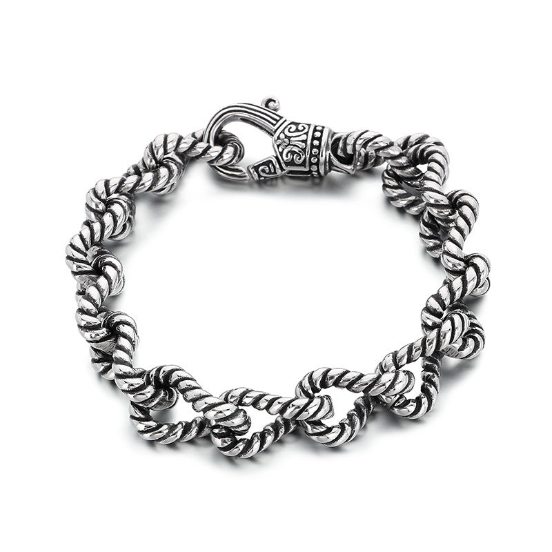 Planderful Mens Titanium Twist Chain Bracelet Retro Punk