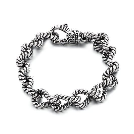 Planderful Mens Titanium Twist Chain Bracelet Retro Punk