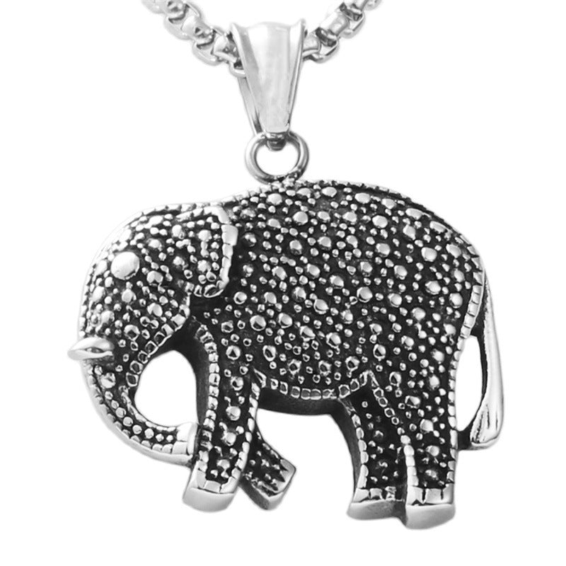 Personalized Titanium Steel Elephant Pendant Necklace for Men - Trendy Retro Design
