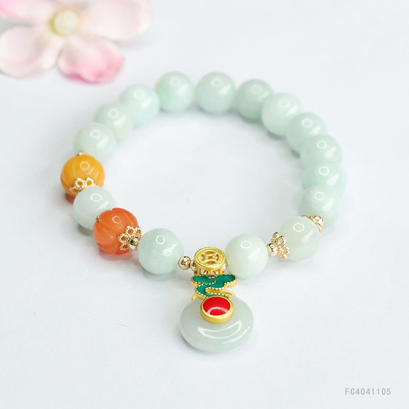 Jadeite Peace Buckle Beaded Bracelet