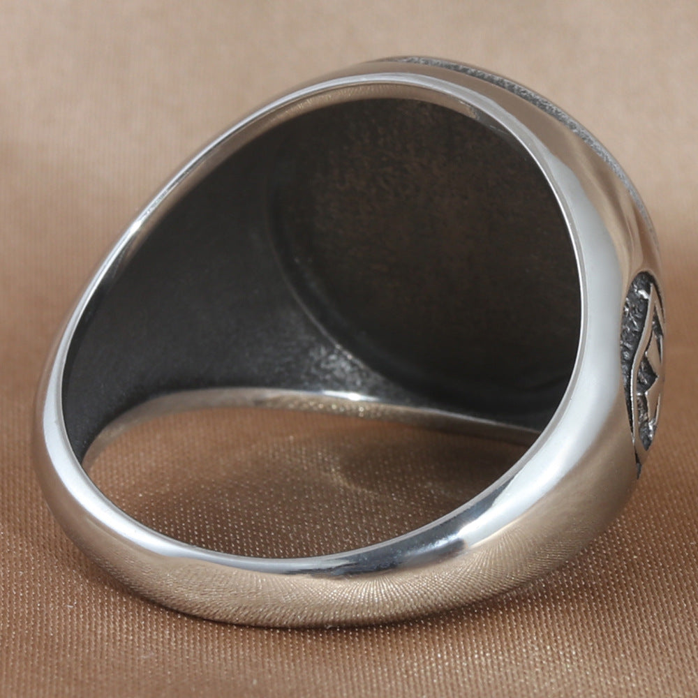 Titanium Steel Cross Ring for Men - Personalized Retro Trendy Accessory in Stainless Steel