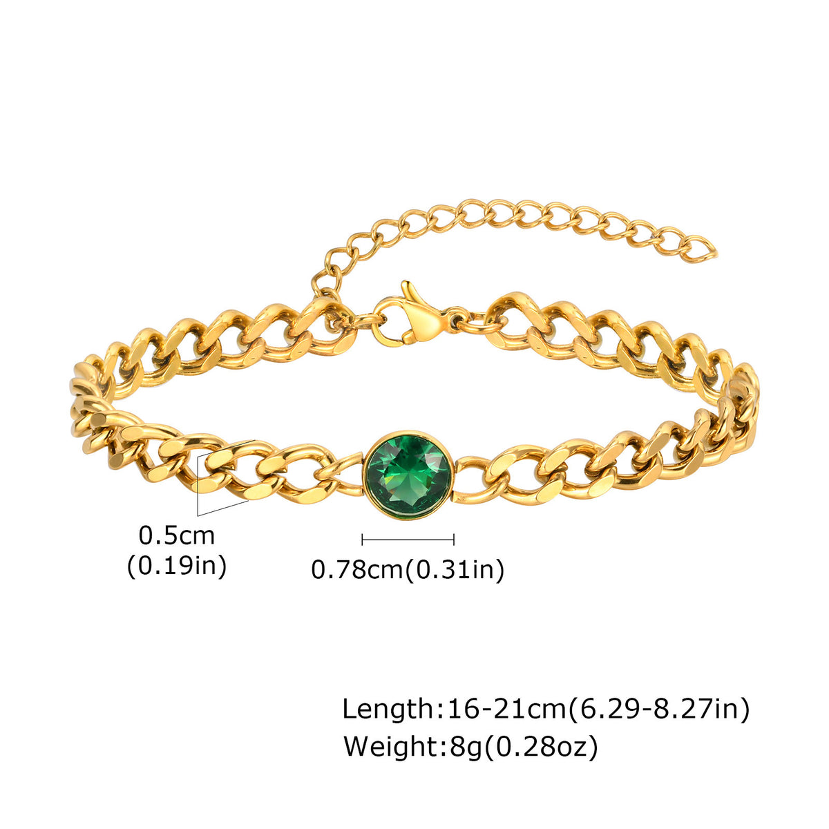 Zircon Cuban Chain Stainless Steel Bracelet