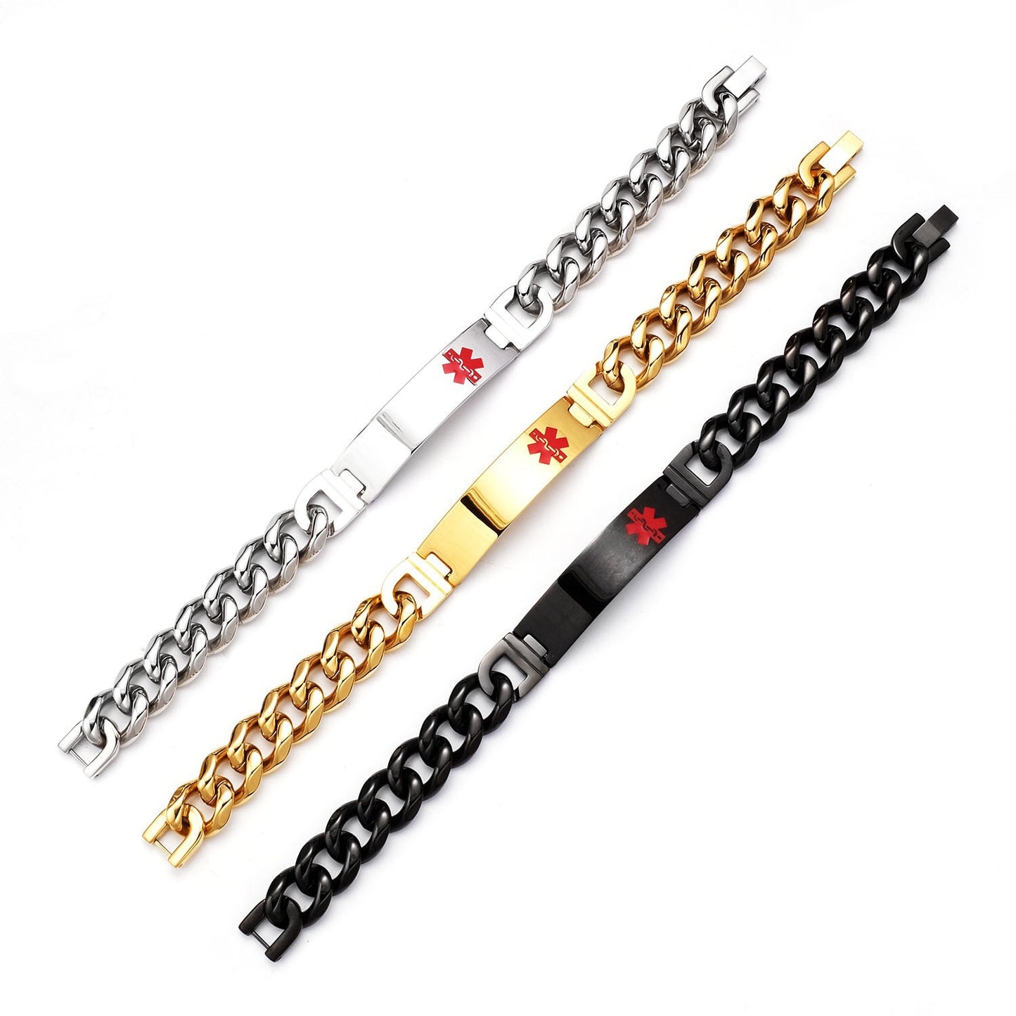 Planderful Everyday Genie Medical Logo Stainless Steel Bracelet Mens Fashion High End Durable Curved Design