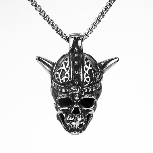 European And American Retro Stainless Steel Skull Pendant Necklace For Men