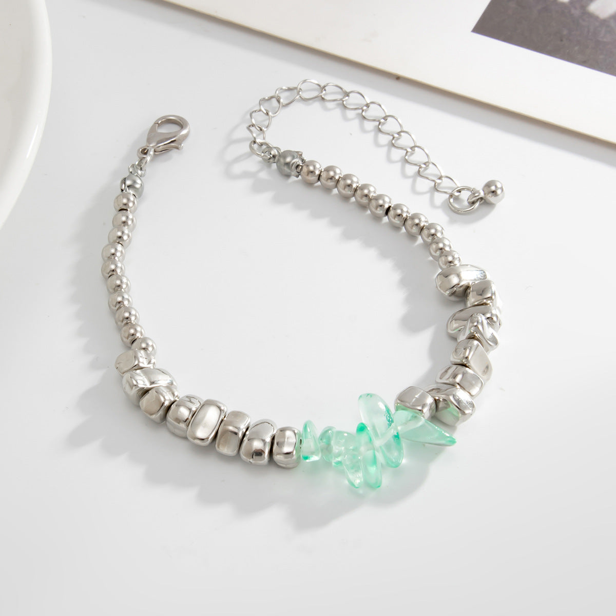 Planderful Vienna Verve Imitation Turquoise Beaded Bracelet Irregular Shape For Women Fashion Statement