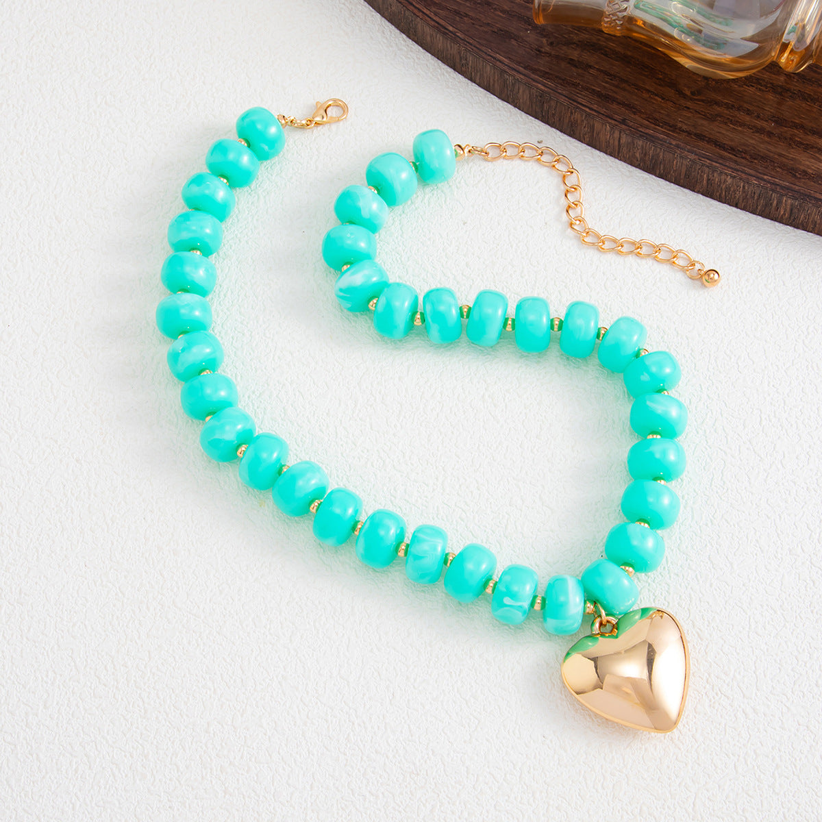 Candy-Color Heart Beaded Necklace