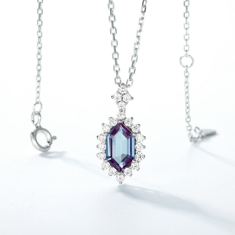 Planderful Jewelry Sterling Silver Alexandrite Pendant Necklace for Elegant Everyday Wear