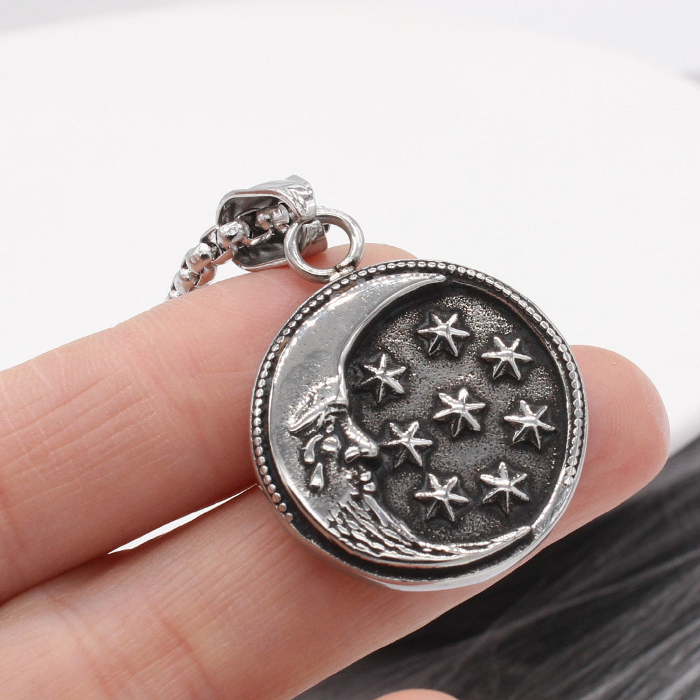 Planderful Moon Star Pendant Titanium Steel Unisex Jewelry Everyday Genie Collection Durable Protection Statement