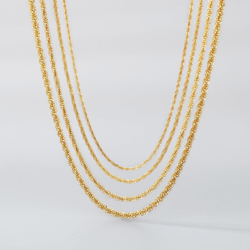 And Stainless Steel Women'S Flash Chain Collarbone Chain, Minimalist Twisted Rope Chain Corn Necklace