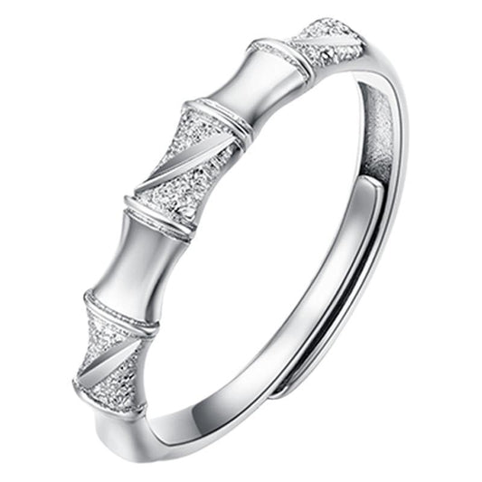 New 925 Sterling Silver Couple Bamboo Joint Living Ring