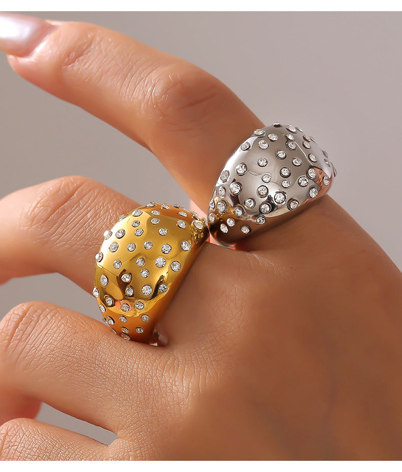 Regal British Style Zircon Ring - Gold-Plated Titanium Steel Glamour Piece