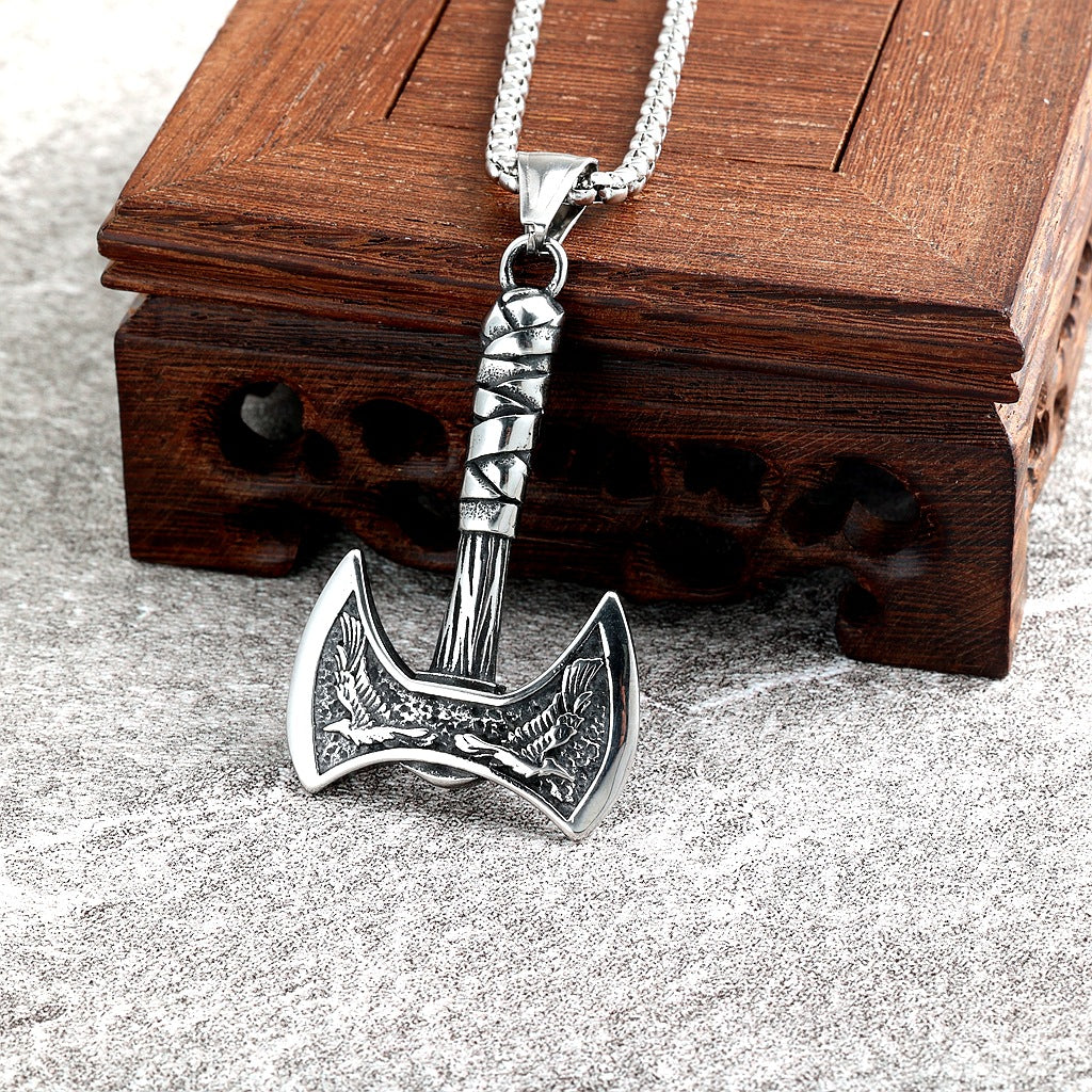 Viking Wolf Stainless Steel Men's Pendant Necklace