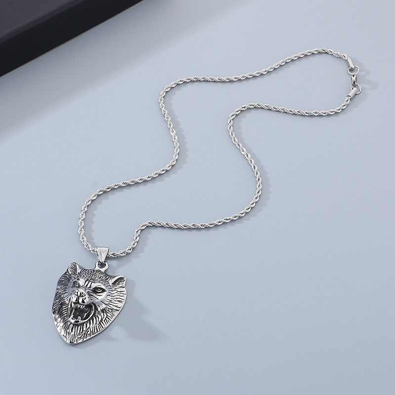 Planderful Thor Hammer Pendant Titanium Wolf Head Bold Men