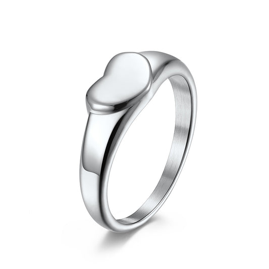 Planderful Heart Shaped Ring For Women Gold Plated Titanium Steel Durable Everyday Jewelry