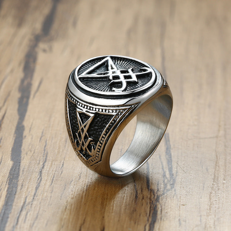 Stainless Steel Lucifer Casting Ring Steel Color for Men