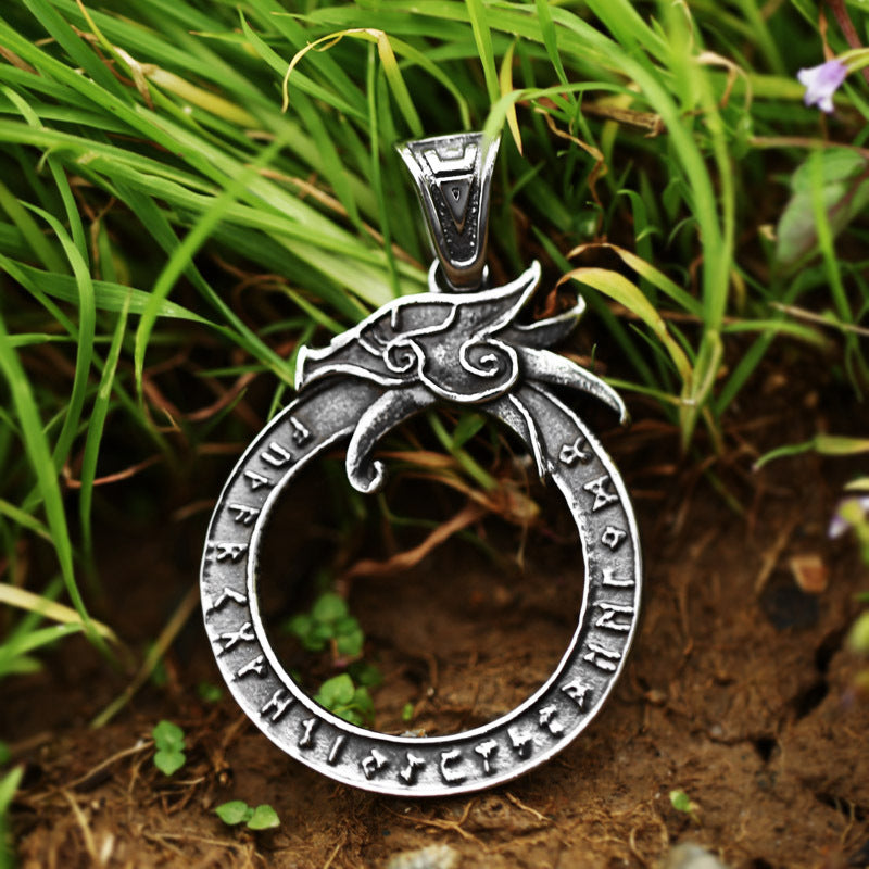 Retro Viking-Inspired Stainless Steel Dragon Pendant for Men - Wholesale Titanium Steel Accessories