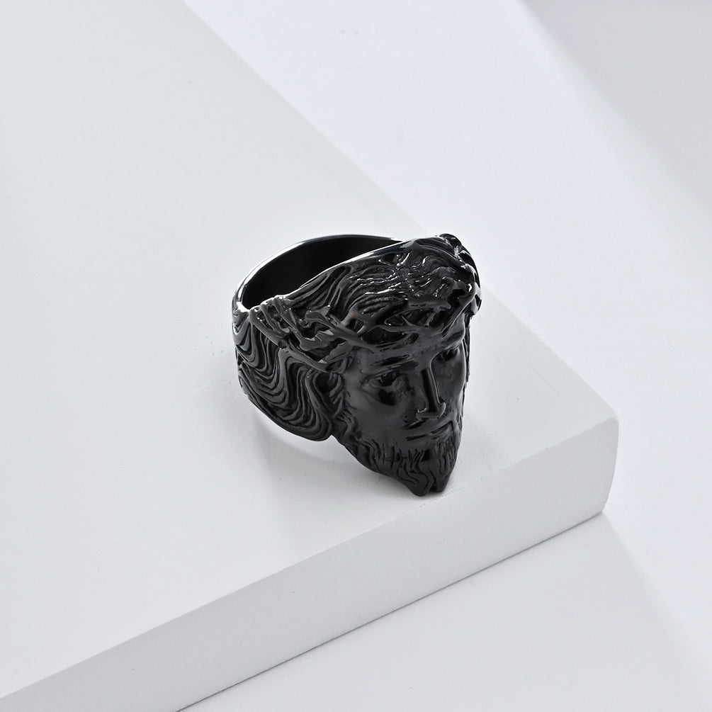 Planderful Everyday Genie Titanium Steel Ring For Men With Retro Pattern Customizable Engraving
