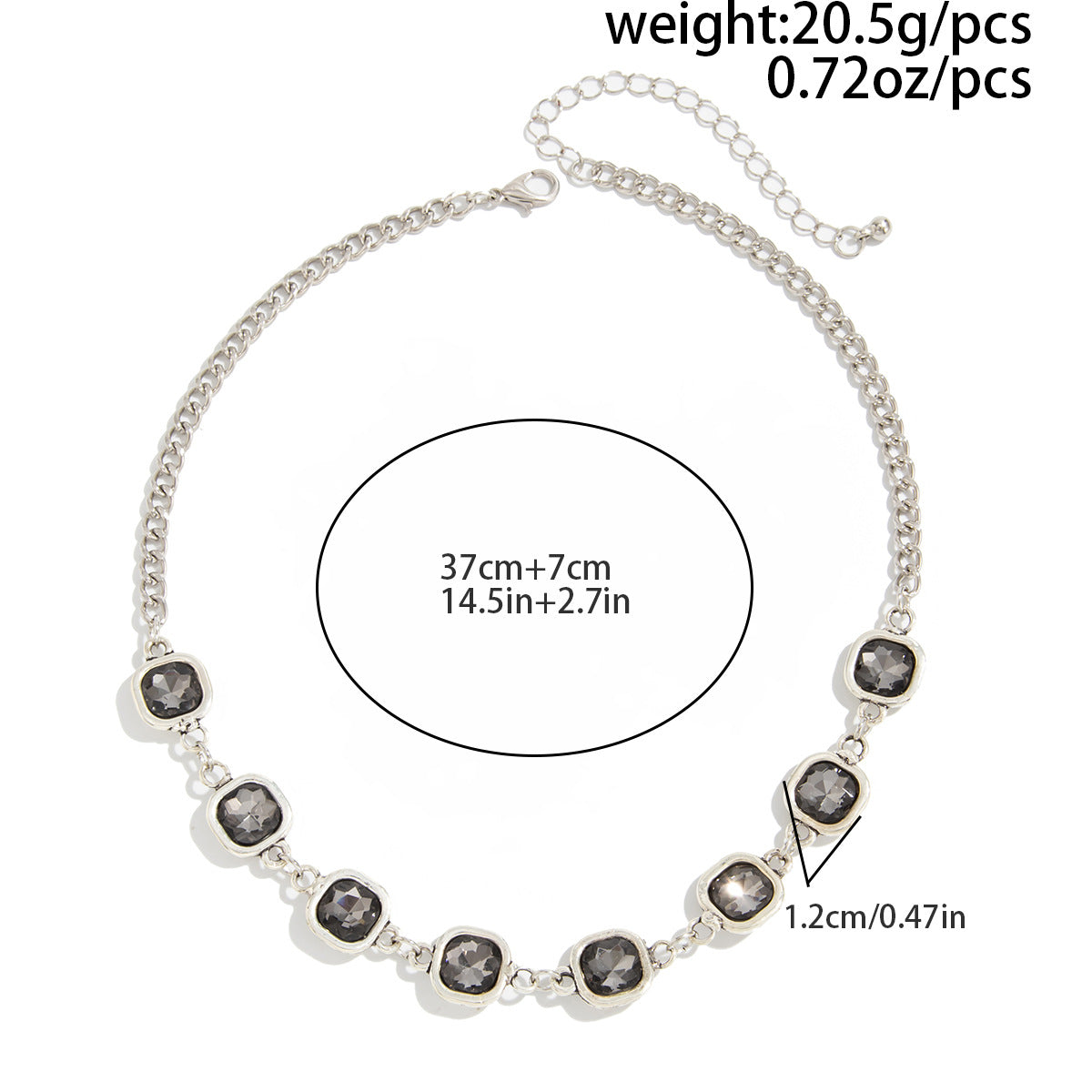 Crystal-Style Rectangular Chain Necklace