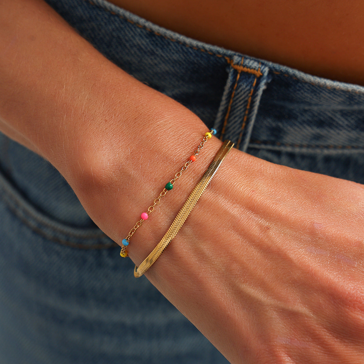 Planderful Vienna Verve Double Layer Snake Chain Stainless Steel Bracelet For Women Elegant Minimalist Statement Jewelry